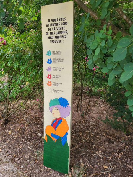 Signalétique des Jardins de Colette pour vous guider dans la visite